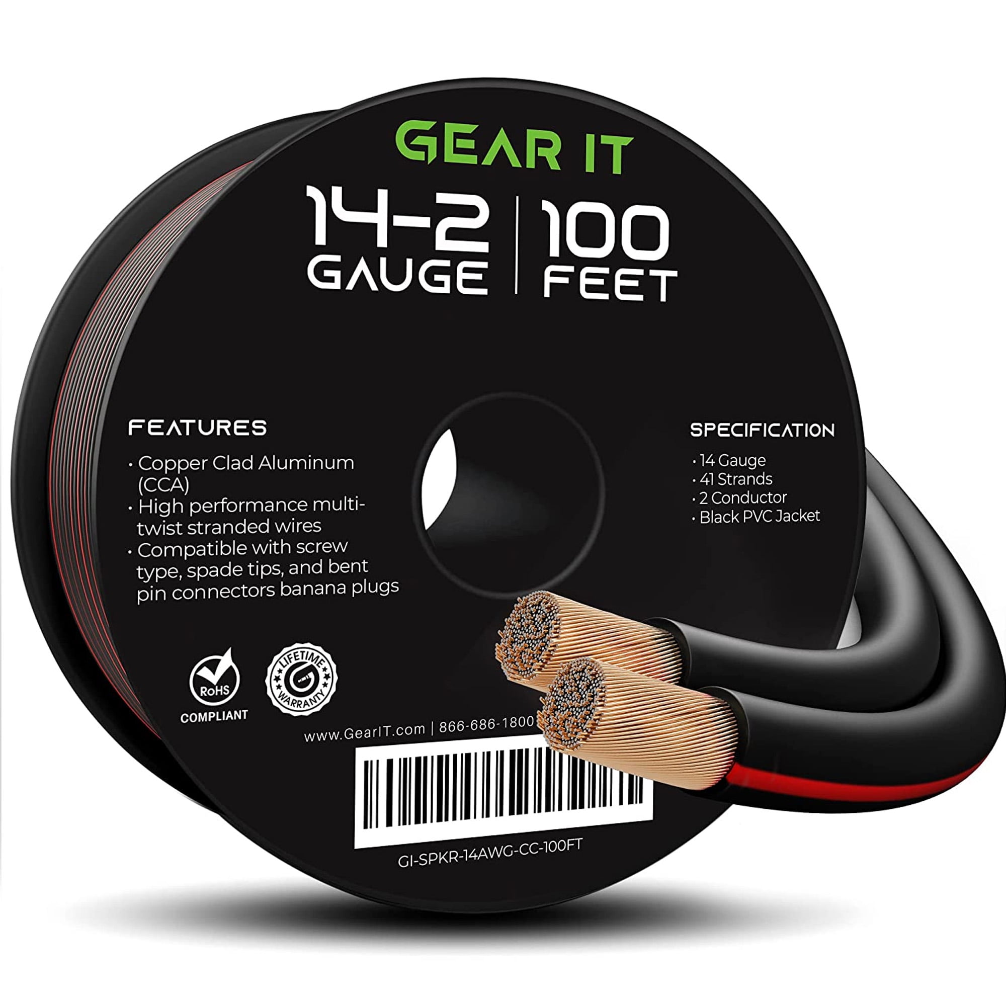 GEARit 16 Gauge Speaker Wire, Speaker Cable 100ft For Car Audio, Home Theater, CCA(Black - View #7