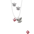 thumbnail image 2 of Delight Jewelry Silvertone Small 3-D Red Present Box with Bow Silver tone Guardian Angel Charm Necklace and Stud Earrings, 2 of 4
