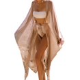 thumbnail image 2 of Long Sleeve Sun Protection Swimsuit Cardigan Belt Shine Mesh Sexy Bikini Cover Up for Beach, 2 of 7