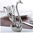thumbnail image 4 of Soporte para cuchara y tenedor, Base de cisne de acero inoxidable, estante para vajilla, organizador de cubiertos, reposacucharas (color: plateado) (1 unidad), 4 of 5