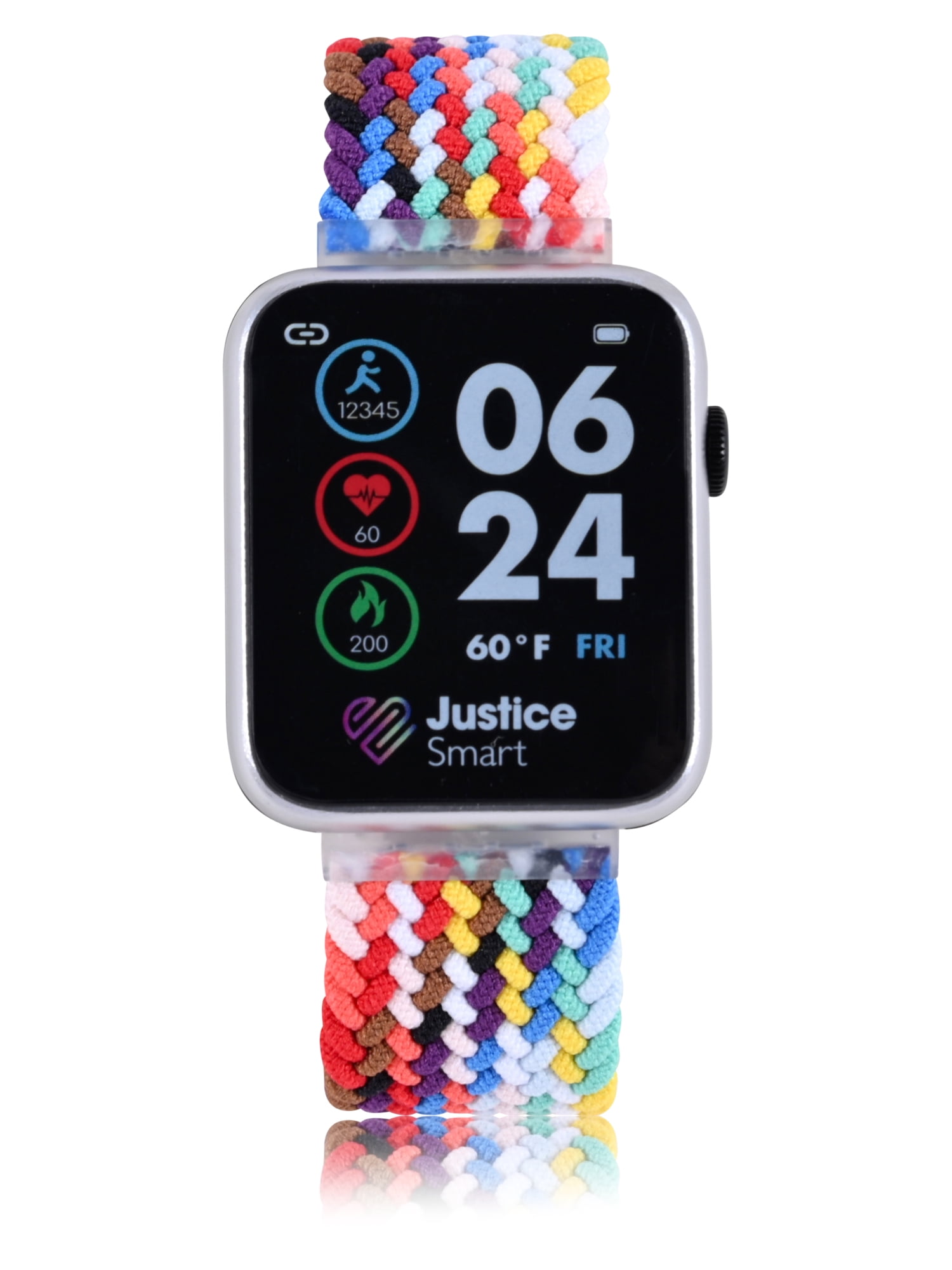 Justice Unisex Smart Watch in Rainbow Weave - JSE4328WM