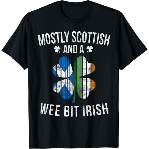 Scottish Wee Bit Irish T-Shirt Scotland Patrick Day Gifts T-Shirt men and women can wear, black, white, gifts