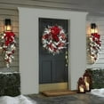 thumbnail image 3 of Christmas Wreaths Decorations for Front Door Cordless Red and White Holiday Trim Wall Hanging Christmas Garland Christmas Door Wreath Outdoor Indoor Xmas Home Decor for Christmas Tree,15.7inch, 3 of 6