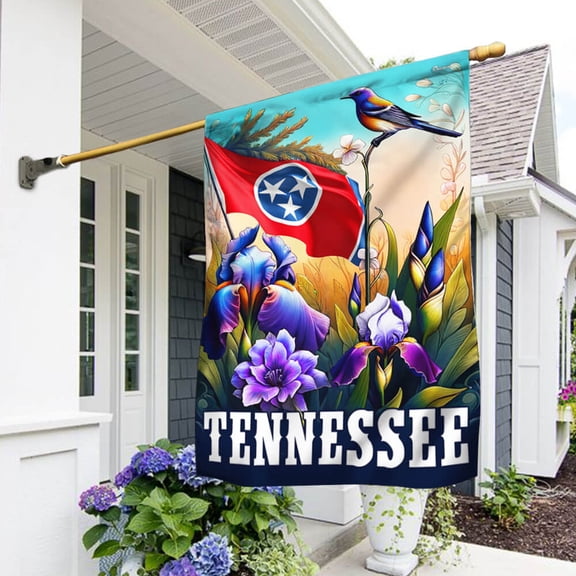 Garden Flag Tennessee Mocking Bird Iris Flower, State Pride, 12x18 POLE NOT INCLUDED