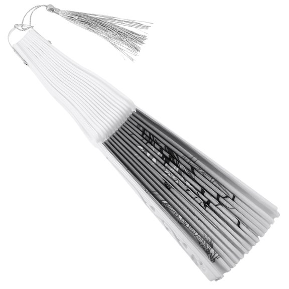 Elegant Hand Fan with Tassels Traditional Chinese Style Decorations for Party Wedding Light Grey