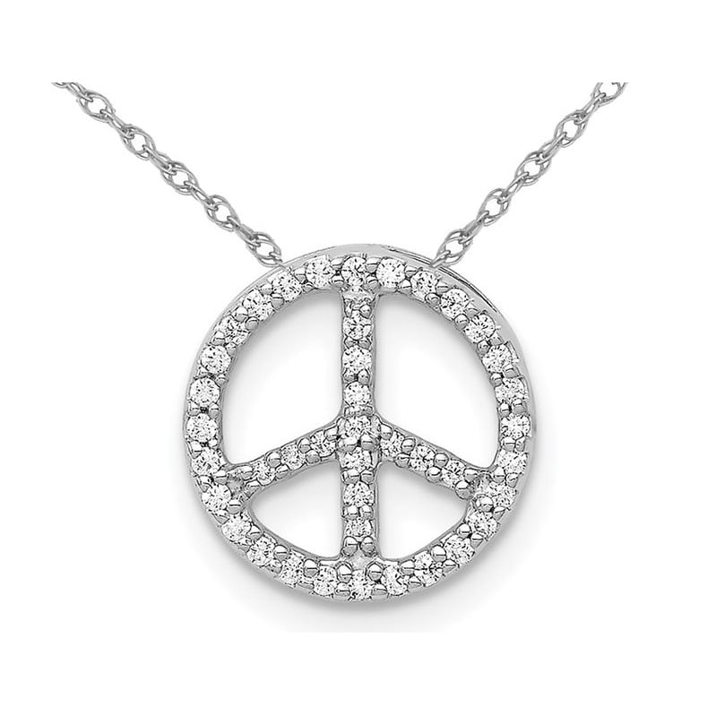 14K White Gold Peace Sign Pendant 
