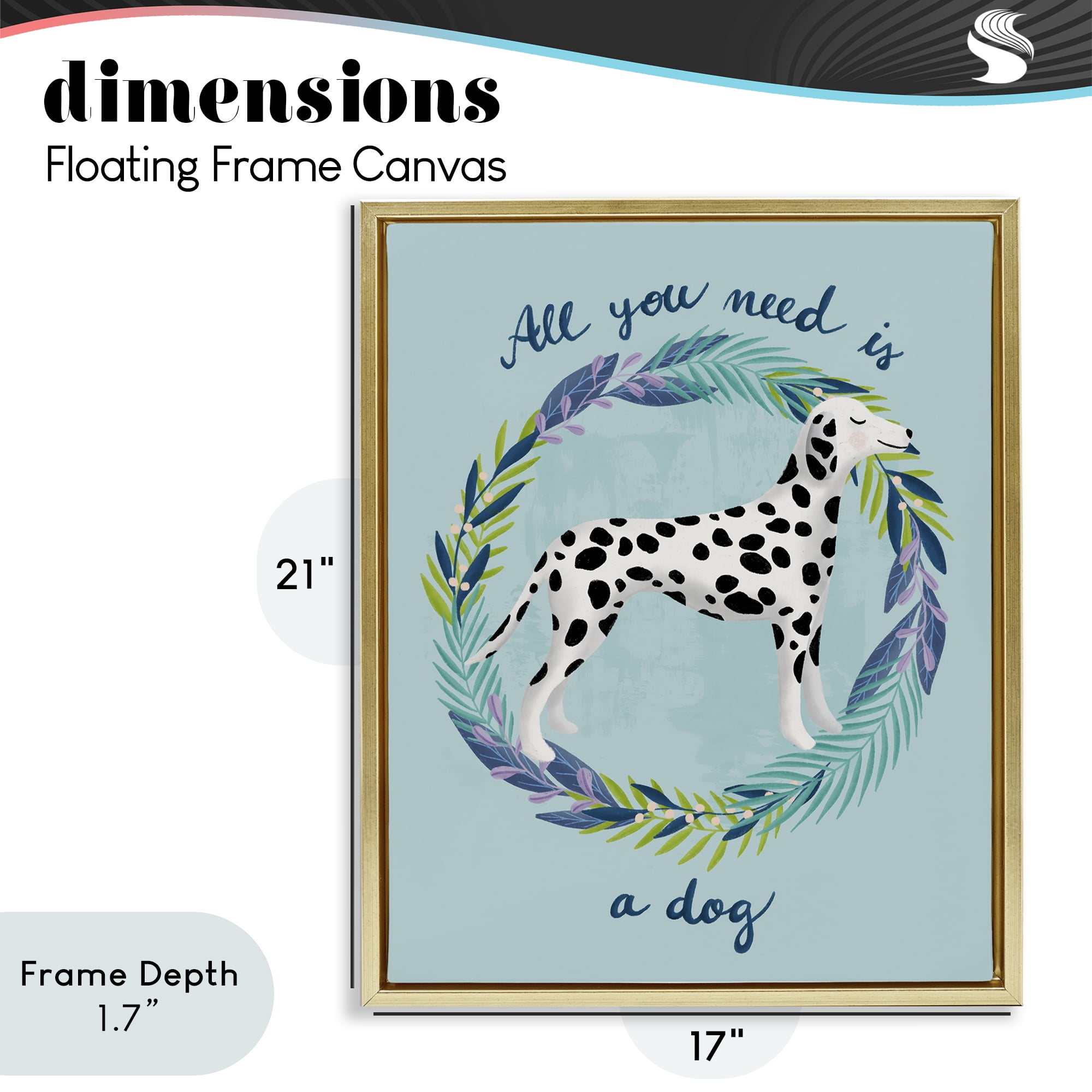 Stupell Industries All You Need Is A Dog Gold Framed Floater Canvas Wall Art, design by Metka Hiti