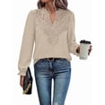 thumbnail image 5 of WIHOLL Blouses for Women Lace V Neck Long Sleeve Shirt Boho Dressy Casual Fall Tops Apricot, 5 of 9
