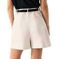 thumbnail image 4 of WULMLEO Womens Shorts Dressy High Waisted Wide Leg Bottoms Pleated Business Casual Work Trouser Shorts Without Belts White 2XL, 4 of 8