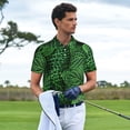 thumbnail image 2 of Kdxio Natural Green Leaves Print Men's Short Sleeve Polo Shirt,Midweight Men's Shirt-4X-Large, 2 of 5