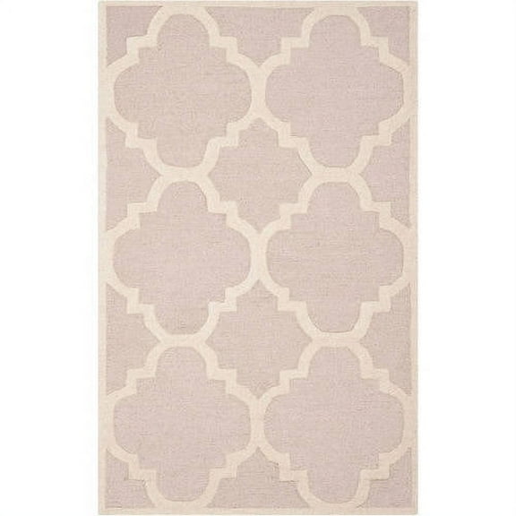 SAFAVIEH Cambridge Justine Geometric Wool Area Rug, Light Pink/Ivory, 8' x 8' Square