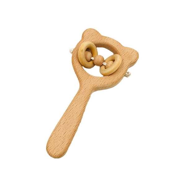 Xihbxyly Artículos 1 Sonajero de Madera de Haya Natural para La Dentición de Bebés, Mordedor Masticable para Lactancia