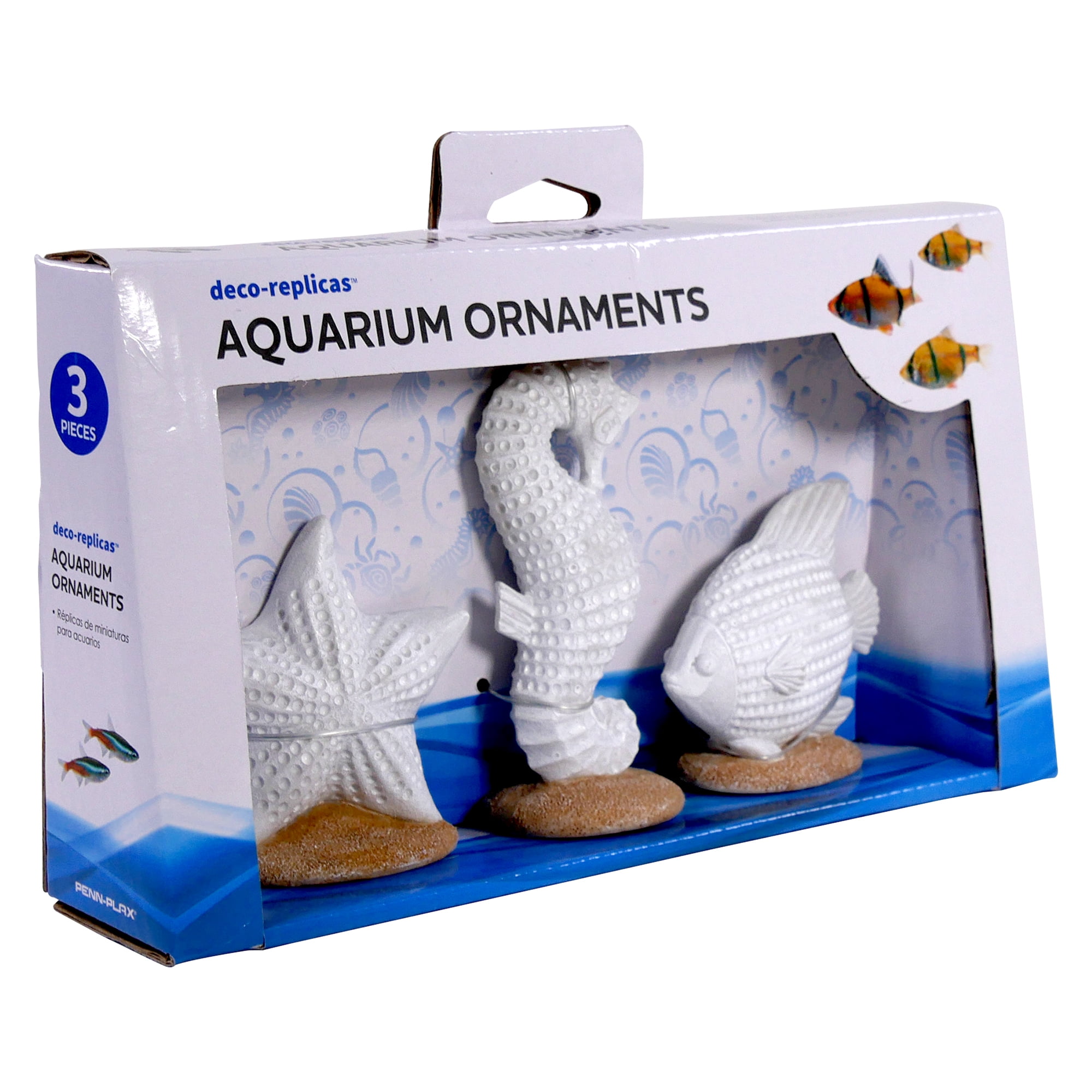 Penn-Plax 3 Piece Coastal Resin Kit  Aquarium Decor- Seahorse, Starfish, and Fish Ornaments - Small