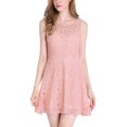thumbnail image 3 of Allegra K Women's Sleeveless Semi Sheer Yoke Floral Lace Mini Flare Dress, 3 of 7