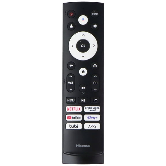 Pre-Owned Hisense Remote Control (ERF3AF90H) Netflix/Prime/YouTube/Disney+/Tubi - Black