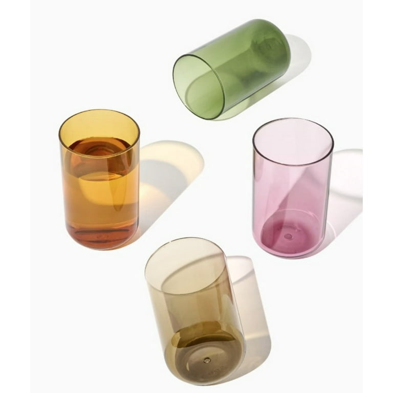 8 Pcs Plastic Tumblers Drinking Glasses 10 oz Reusable Plastic Drinking Glasses, Unbreakable BPA Free Plastic Acrylic Drinking Glasses Set, 4 Colors