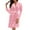 Pink, variant on Women's Fleece Robe - Lightweight Solid Color Homewear, Beige, L