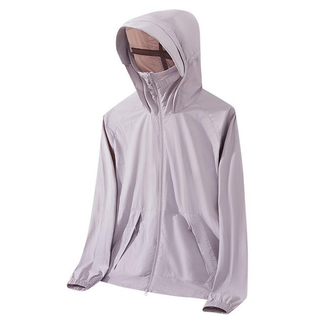 LOVZFMLL Jackets for Men's Solid Color Outdoor Sunscreen Climb Sport Run Pocket Zipper Long Sleeved Hooded