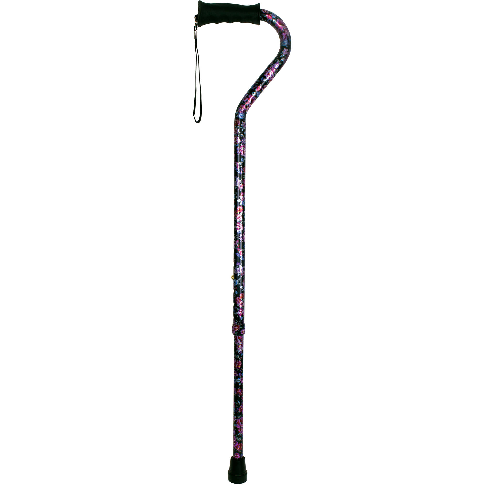 Carex Ergo Adjustable Offset Walking Cane for all Occasions, Black Flower, 250 lb Weight Capacity - image 4 of 10
