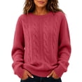 thumbnail image 4 of MaFYtyTPR Women's Cable Knit Sweater Crew Neck Long Sleeve Pullover Sweaters Solid Winter Warm Casual Loose Fit Top, 4 of 6