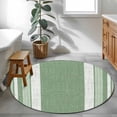 thumbnail image 5 of Vintage Green Striped Round Rug 4ft Washable Circle Entryway Rugs Non Slip Farmhouse Modern Stripes Boho Texture Area Rug Indoor Carpet for Bedroom Kitchen Living Room Office Dining Room Nursery, 5 of 9