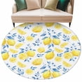 thumbnail image 2 of Round Area Rugs Collection 7 Ft, Watercolor Lemons Non-Slip Residential Carpet, Summer Farmhouse Blue Floral Indoor Crawling Mats Runner Rugs for Living Room/Dining Room/Bedroom, 2 of 9