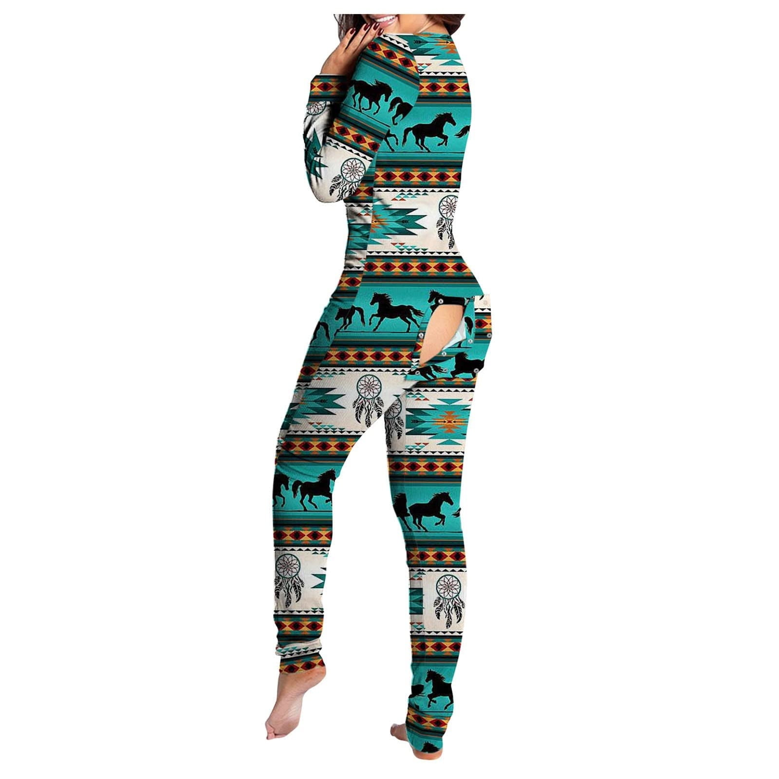 TopLLC Adult Onesie Pajama Christmas One Piece Butt Flap Sleep Romper Bodysuit Jumpsuit for Christmas Pajamas Walmart