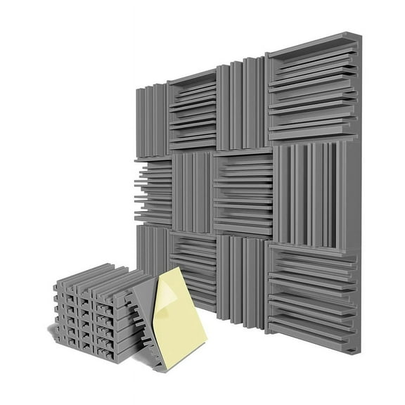 6 Pcs Self-Adhesive Acoustic Foam Panels,12 X 12 2 Inches Sound Absorbing Foam,Recording Studio Proof Grey