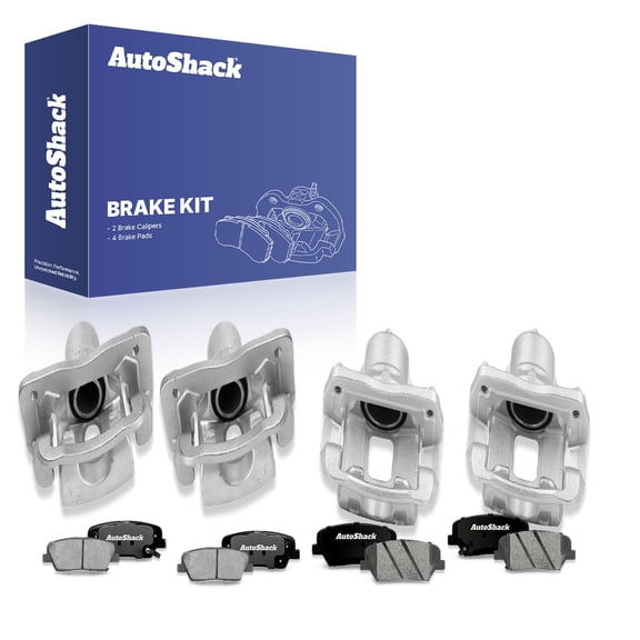 AutoShack Front & Rear Brake Calipers   Ceramic Brake Pads Replacement for 2011-2013 Kia Sorento 2010-2012 Hyundai Santa Fe 12-PC Kit