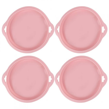 

2024 4PCS Silicone Layered Cake Mold Round Shape Bread Mold Cake Tray Mould Nonstick Baking Tools(Pink S)