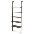 thumbnail image 1 of Gymax 5-Tier Ladder Shelf Wood Wall Mounted Display Bookshelf Metal Frame Brown & Black, 1 of 10