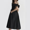 thumbnail image 5 of Kaemgyyd Wedding Guest Dresses for Women Cold Shoulder Sleeve Midi Dress Trendy Tie up Pleated A Line Flowy Dress, 5 of 7