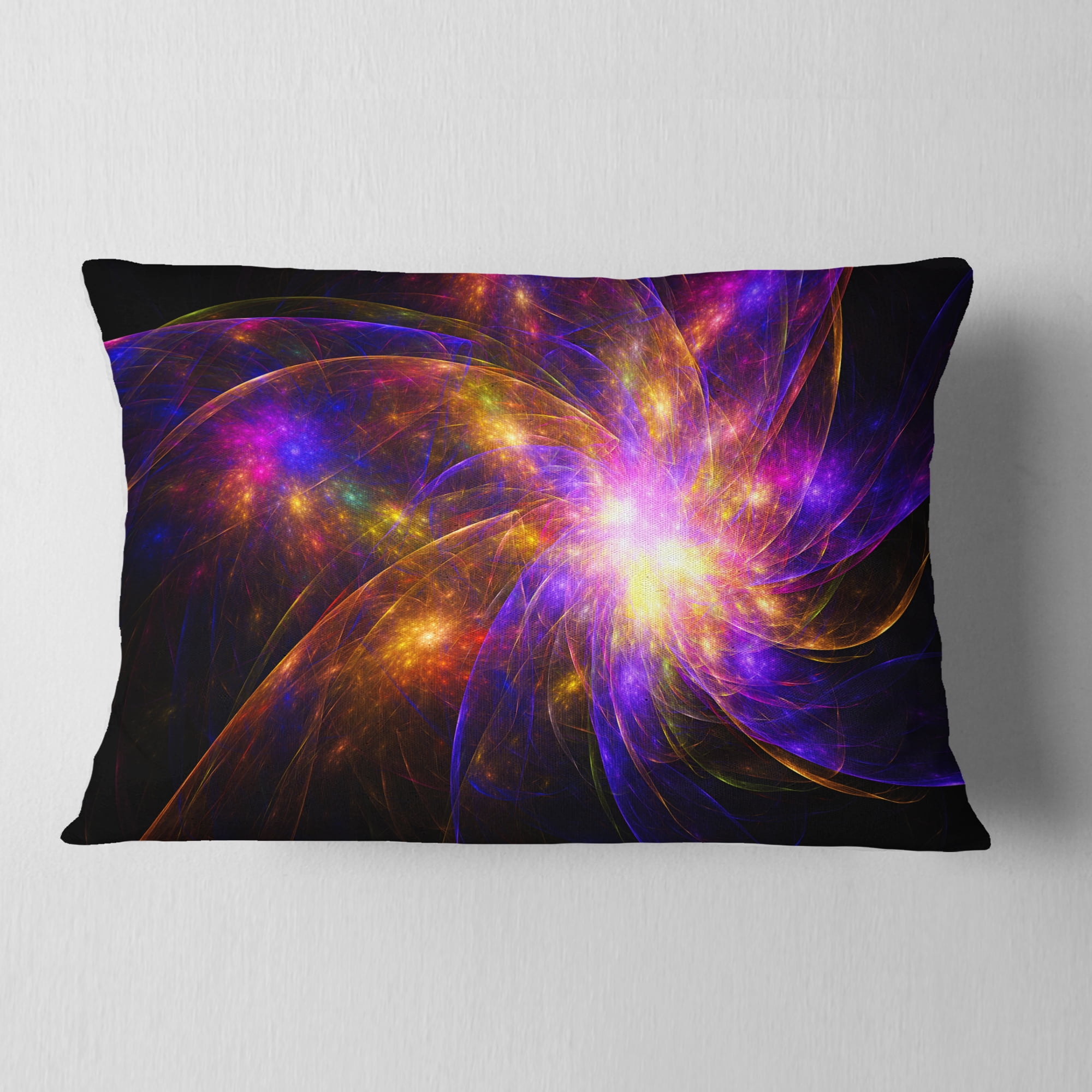 Designart Purple Fractal Star Pattern - Abstract Throw Pillow - 12x20