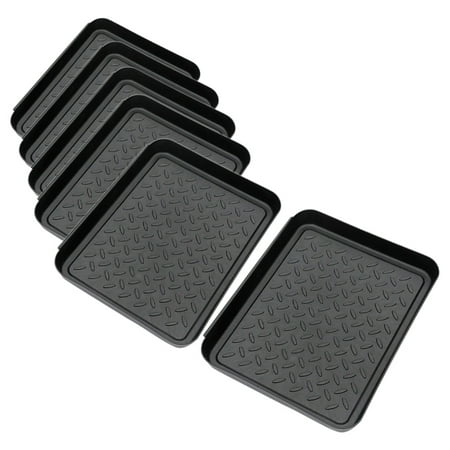 Masteelf 6pcs Plastic Boot Tray Black Decorative Shoe Mat For Entryway Shoe Tray For Shoes Boots Plants And Pet Bowls Indoor And Outdoor Use