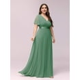 thumbnail image 1 of Plus Size Evening Dresses Long Elegant A Line V Neck Ruffles Chiffon Formal Wedding Party Dress Robe De Soiree, 1 of 8