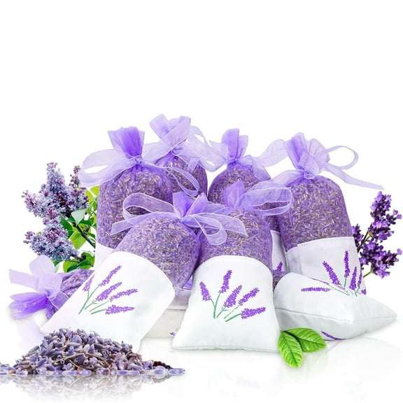 NOGIS Lavender Scented Sachet Bag, Lavender Flower Sachets for Closets, Lavender Sachet Bag for Drawers, Gym Bags, Cars, Linen Closets, Wardrobes- 6 Packs