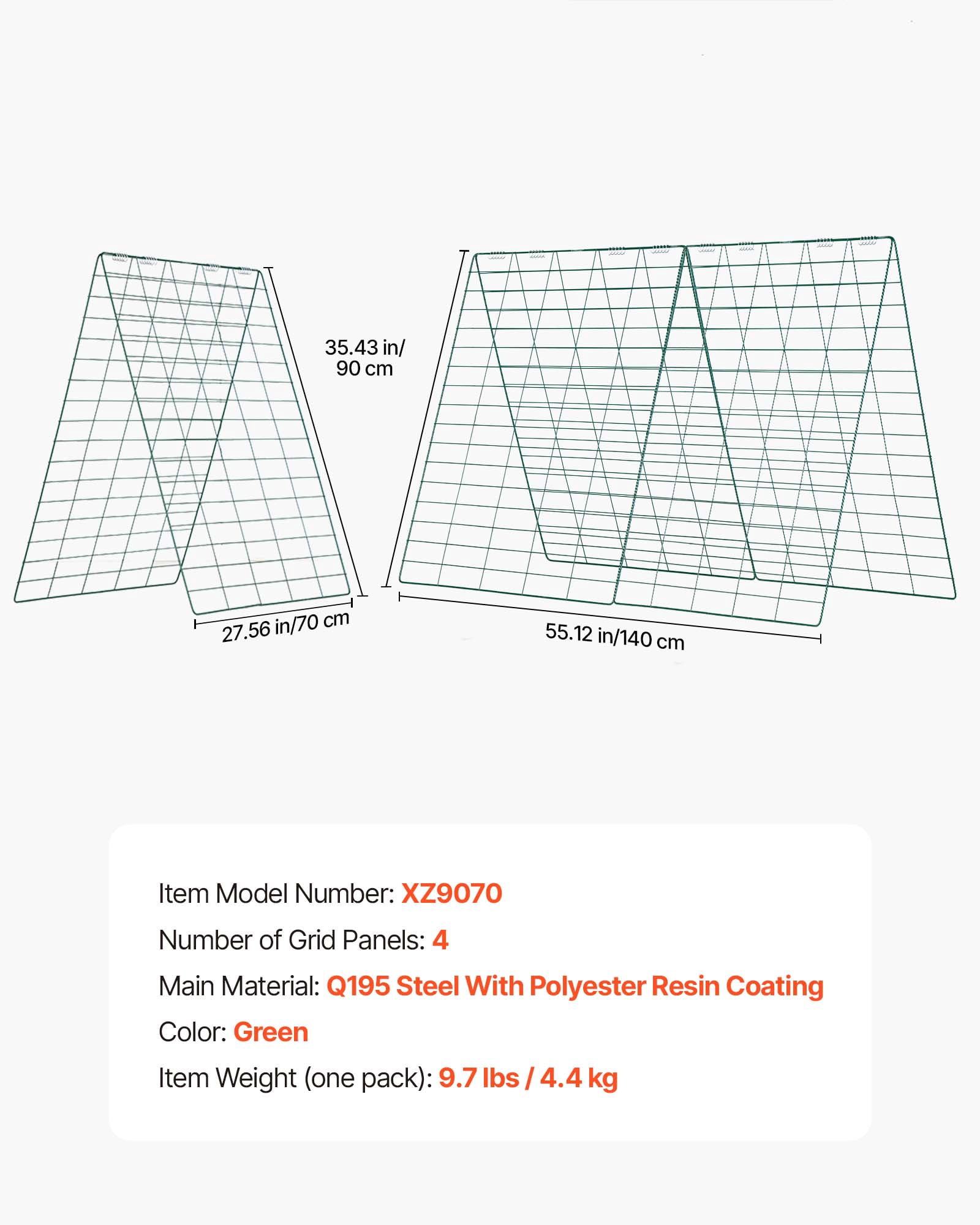 VEVOR Cucumber Trellis 4 Pack, A-Frame Garden Trellises for Raised Bed, Metal Rustproof Coating Plant Support for Vine, Climbing Plants, Peas, Beans, Zucchini, Tomato, Flower(35.43 x 27.56 in x 4PCS)