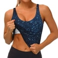 thumbnail image 3 of Balery Blue Glitter Retro Sujetadores deportivos con espalda cruzada para mujer, acolchados, sin costuras, de alto impacto, ideales para yoga, gimnasio, entrenamiento y fitness.-, 3 of 8