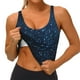 thumbnail image 3 of Balery Blue Glitter Retro Sujetadores deportivos con espalda cruzada para mujer, acolchados, sin costuras, de alto impacto, ideales para yoga, gimnasio, entrenamiento y fitness.-, 3 of 8