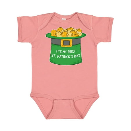 

Inktastic It s My 1st St. Patrick s Day with Green Top Hat and Gold Gift Baby Boy or Baby Girl Bodysuit