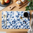thumbnail image 2 of Watercolor Floral Placemats Set of 4 Blue Verdant Flower Patterns Place Mats Indoor Wipeable Table Mats Washable Cloth Dining Table Placemats for Kitchen Holiday Party Home Decor 13x19 Inch, 2 of 9