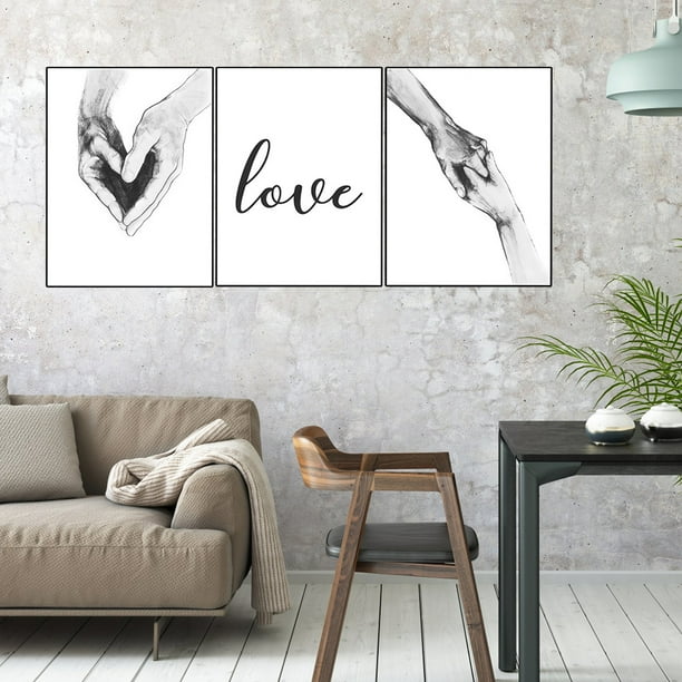 Cuadro de lienzo para pared, 3 piezas, 30 x 40 cm, estilo nórdico, pintura en lienzo con letras, arte de pared elaborado con cuidado