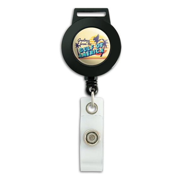 Gulf of America Postcard Lanyard Retractable Reel Badge ID Card Holder