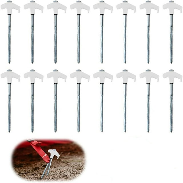 4 Pcs Vis de Sol Perçables 8 Pouces Piquets de Tente Métal Robuste Fileté pour Camping Randonnée Aventures en Plein Air 4 Pcs