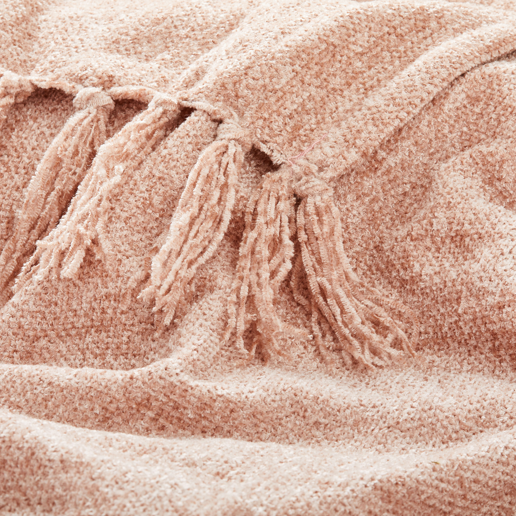 Americanflat Chenille Throw Blanket in Blush Pink - Breathable Polyester with Decorative Fringe - Wrinkle and Fade Resistant - 50" x 60"