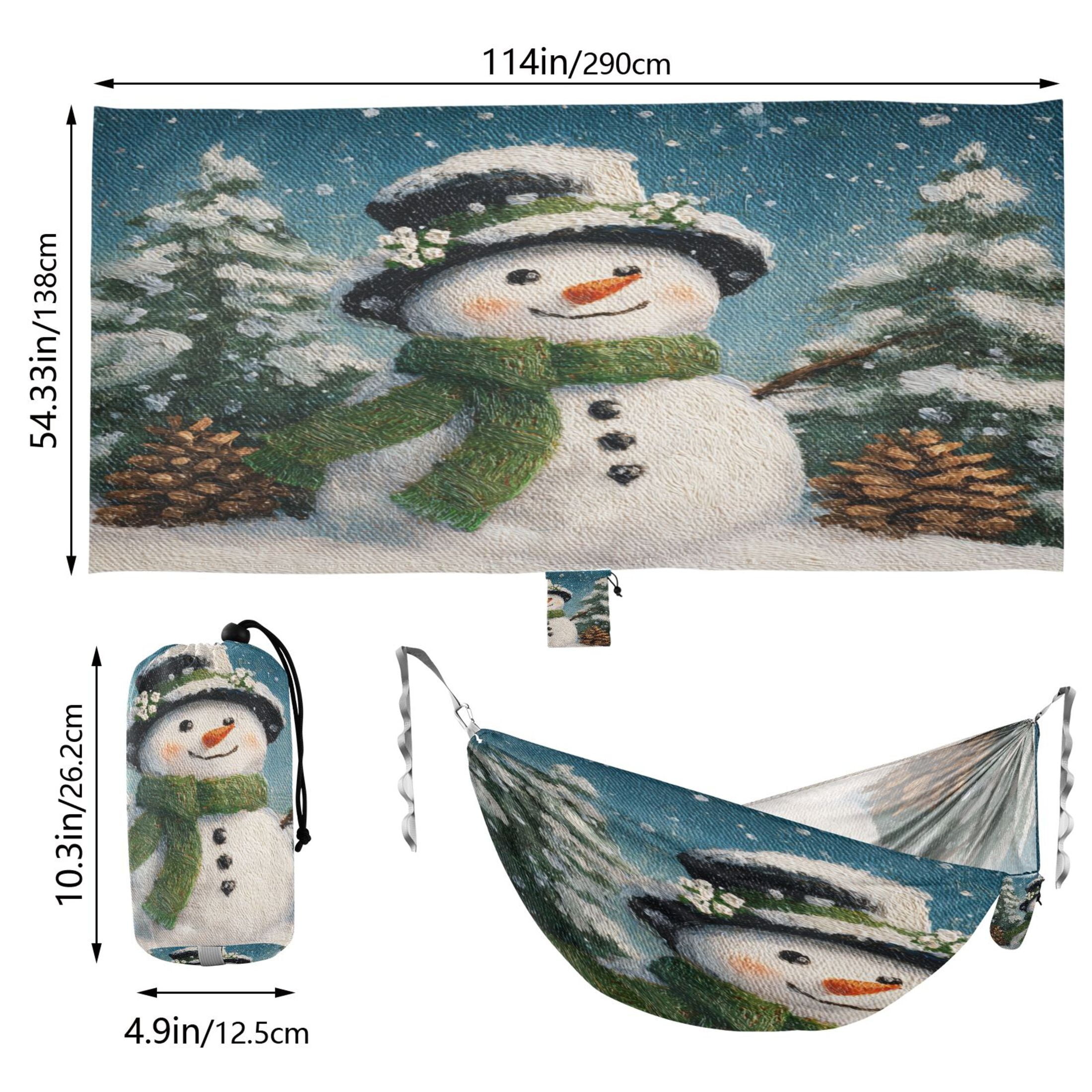 Hammock Camping Hammock Nylon Portable Hammock Travel Camping Hammock Green Cartoon Christmas Snowman