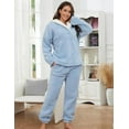 thumbnail image 2 of Women's Fluzzy Sherpa Fleece Pajamas Warm Pullover Lapel Sleepwear Sets, 2 of 7