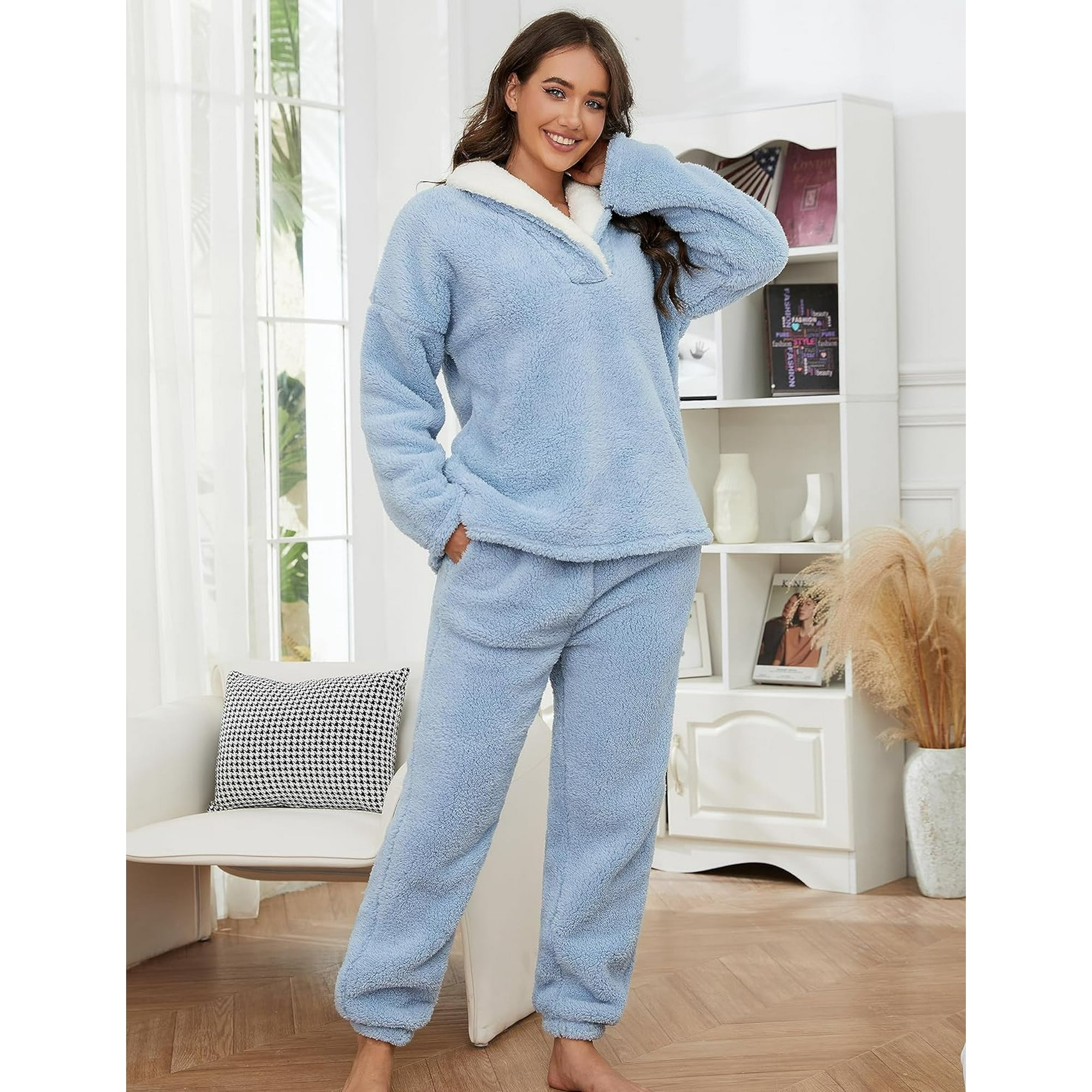 Pyjama Noel Bresdk Ensembles De Hiver Long Coton Vêtements De Nuit Pyjama Femme