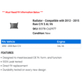 thumbnail image 2 of Radiator - Compatible with 2012 - 2015 Ram C/V 3.6L V6 2013 2014, 2 of 2