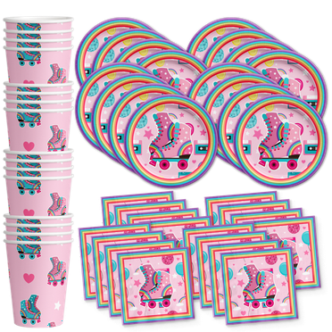 Roller Skating Birthday Party Supplies Set Plates Napkins Cups Tableware Kit for 16